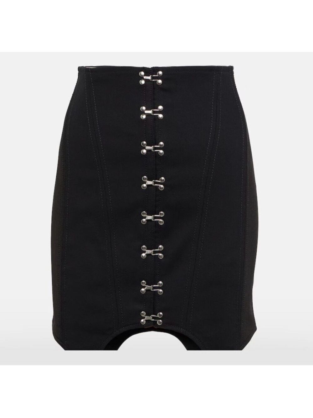 Dion Lee Corset Garter High-Waisted Skirt in Black with Metal Accents US 8
